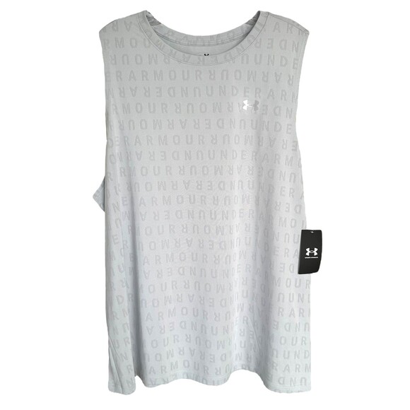 Under Armour Women's UA Velocity Wordmark Jacquard Tank Plus Size 3X Halo Gray - Picture 3 of 11